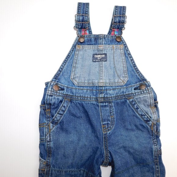 Boys 18 months Plaid Flannel lined Denim Overalls - Picture 5 of 9